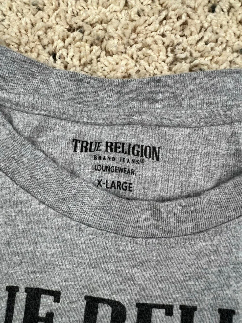 TRUE RELIGION LOUNGEWEAR BUDDHA GRAY T-SHIRT SIZE XL Cotton Poly Casual